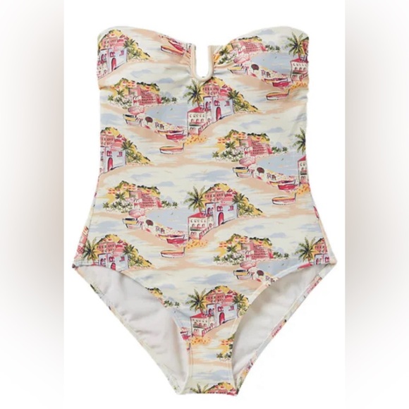 Boden One Piece Beach Strapless U Bar Swimsuit Sz 12 - Picture 2 of 5